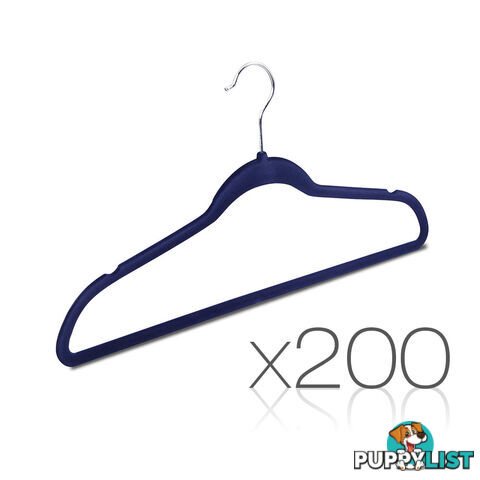 Set of 200 Slim Navy Velvet Hangers