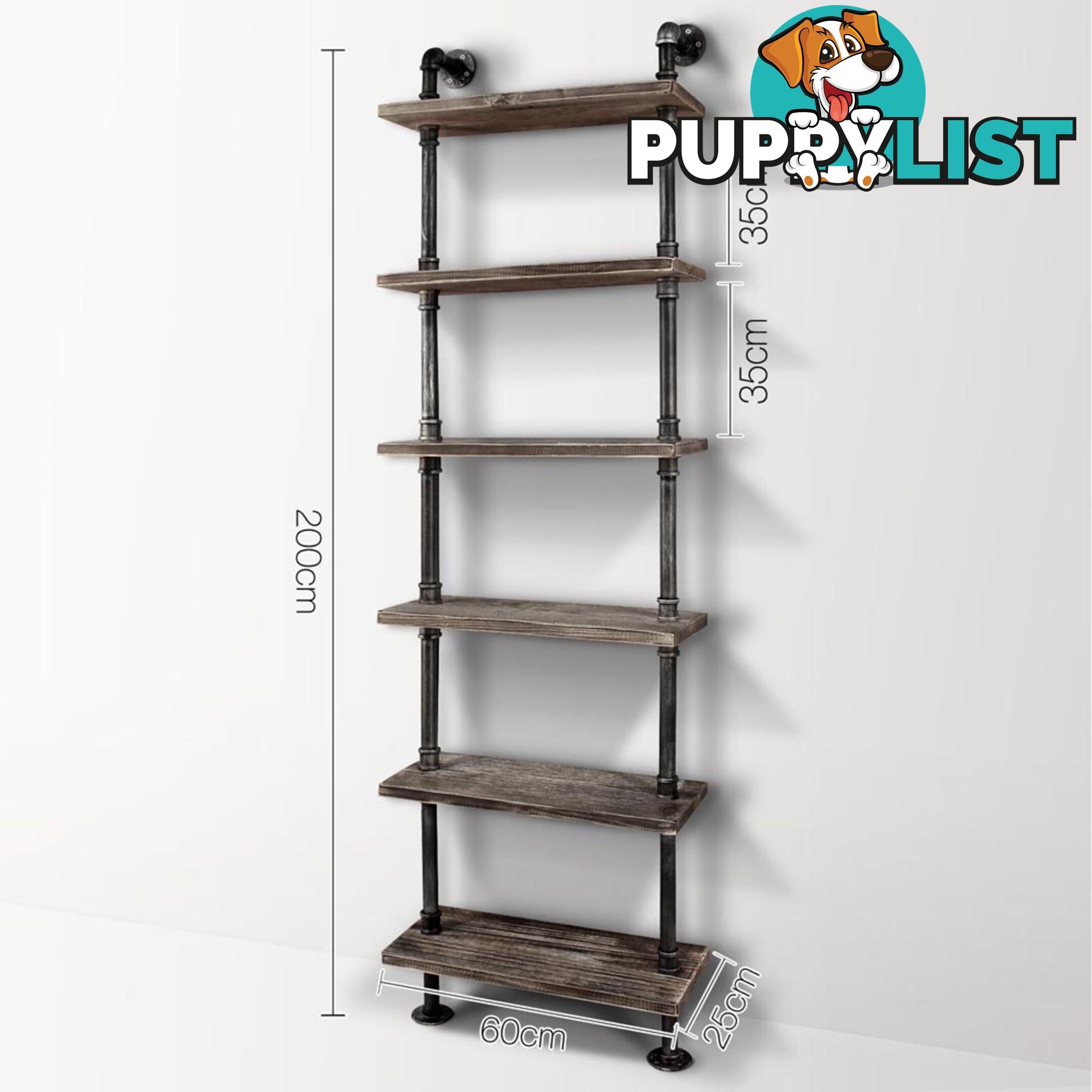 DIY Industrial 6 Level Pipe Shelf