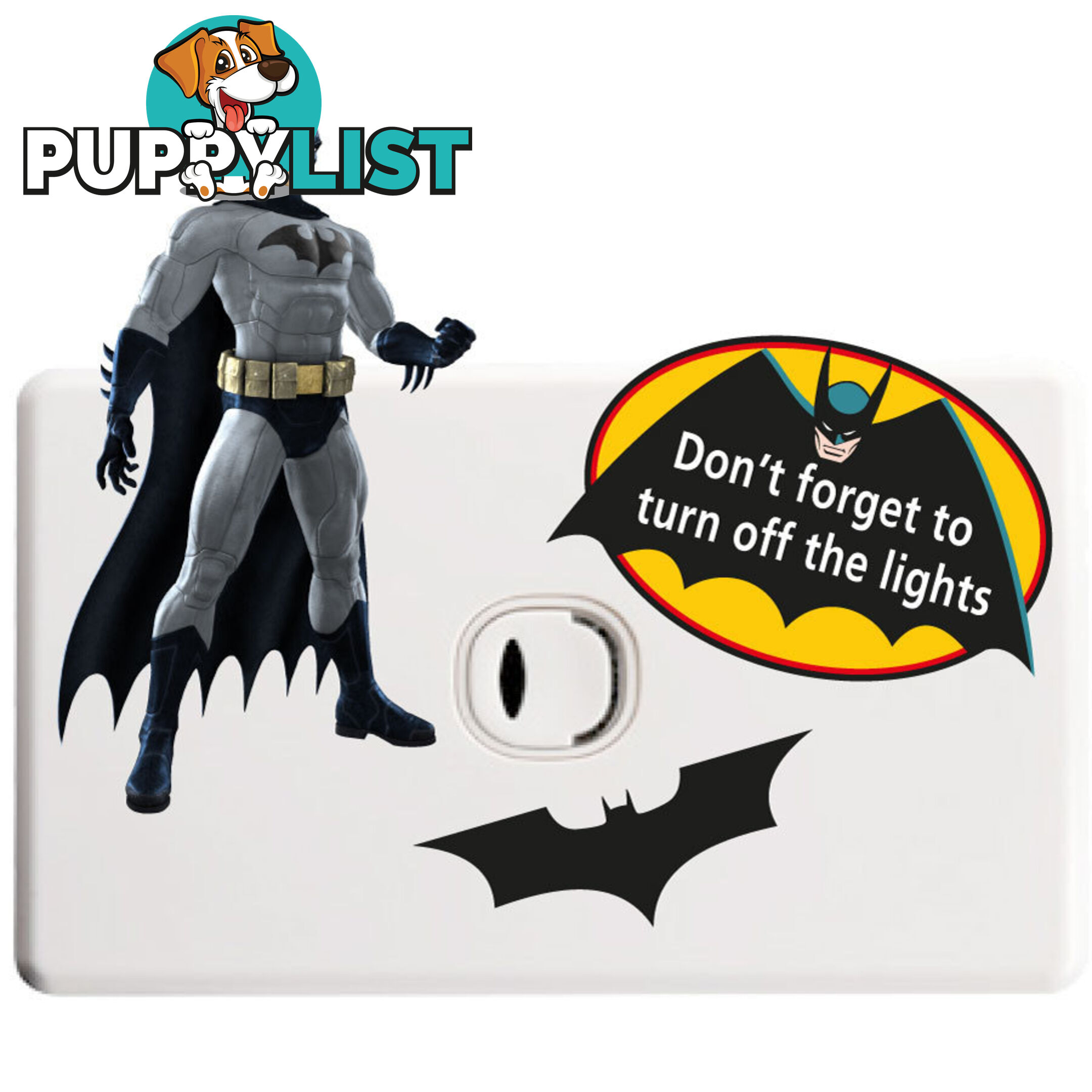 Batman Light Switch Sticker - Totally Movable and Reusable