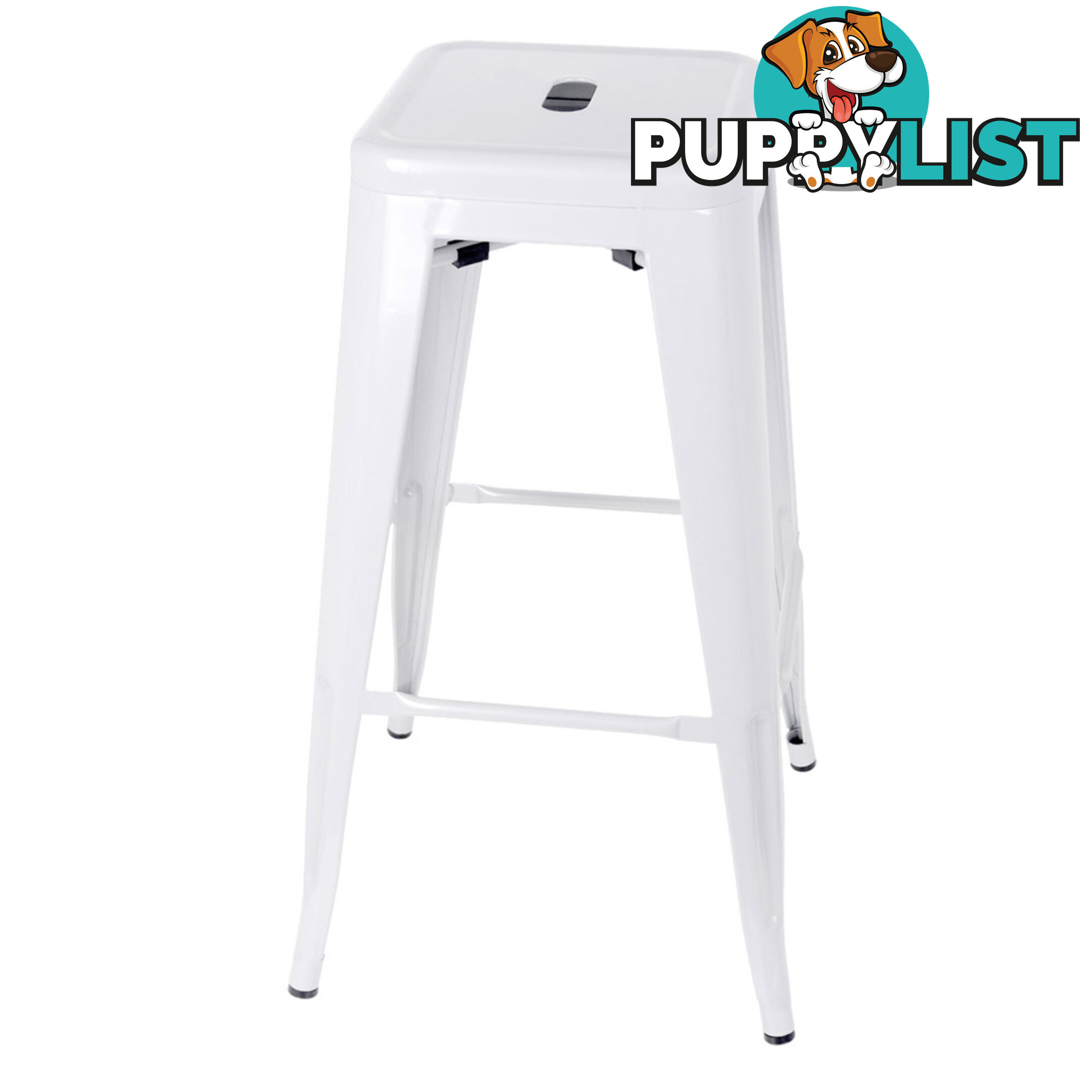 Set of 2 Steel Kitchen Bar Stool 76cm White