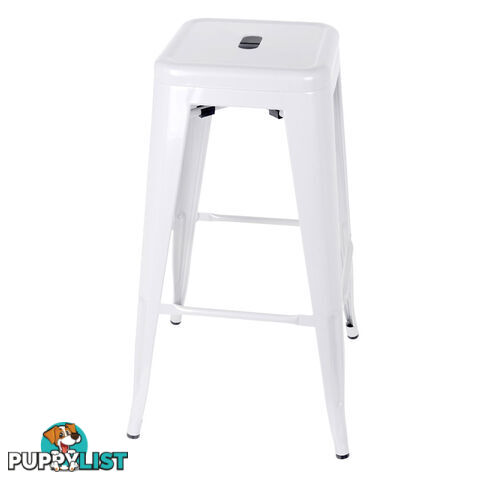 Set of 2 Steel Kitchen Bar Stool 76cm White