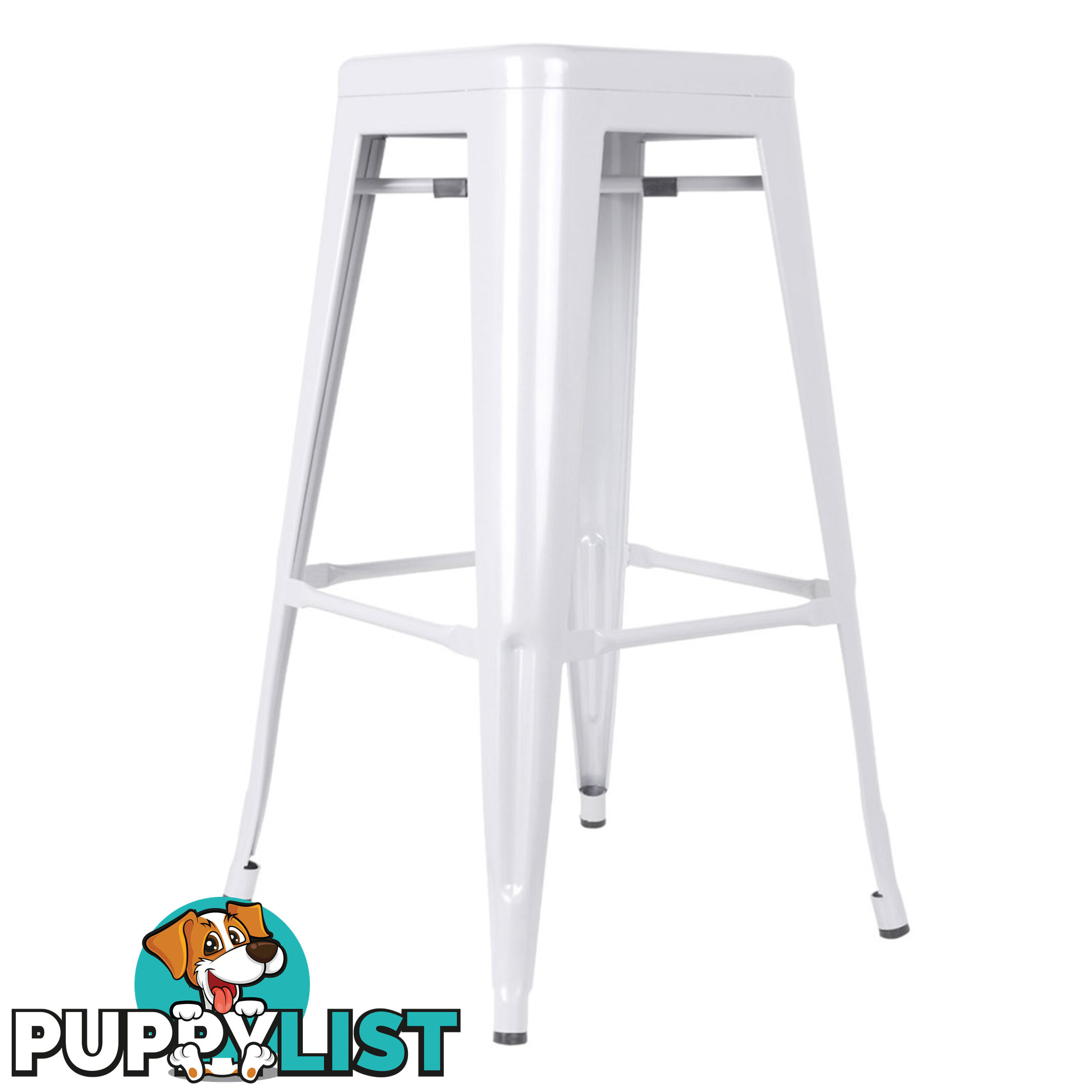 Set of 2 Steel Kitchen Bar Stool 76cm White