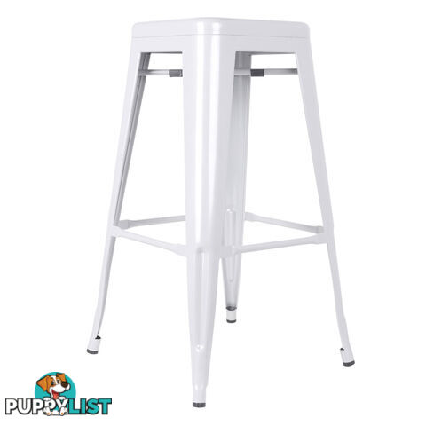 Set of 2 Steel Kitchen Bar Stool 76cm White