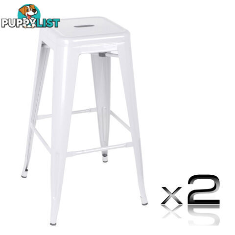 Set of 2 Steel Kitchen Bar Stool 76cm White