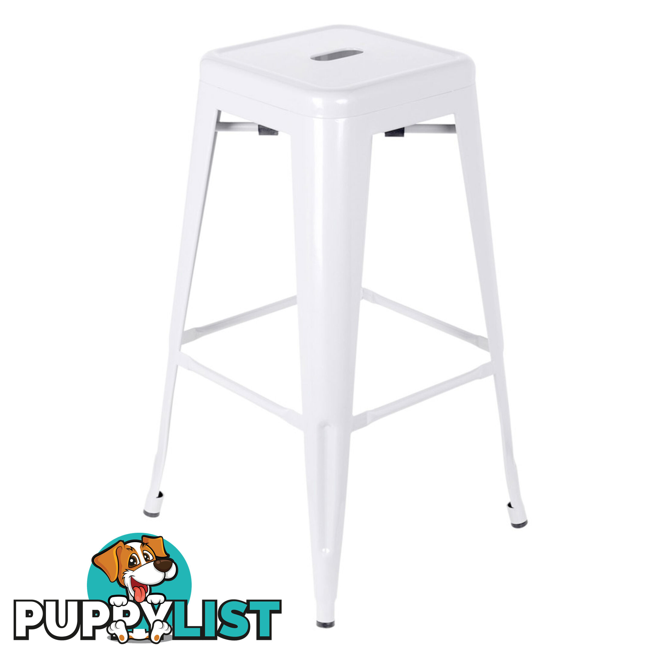 Set of 2 Steel Kitchen Bar Stool 76cm White