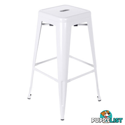 Set of 2 Steel Kitchen Bar Stool 76cm White