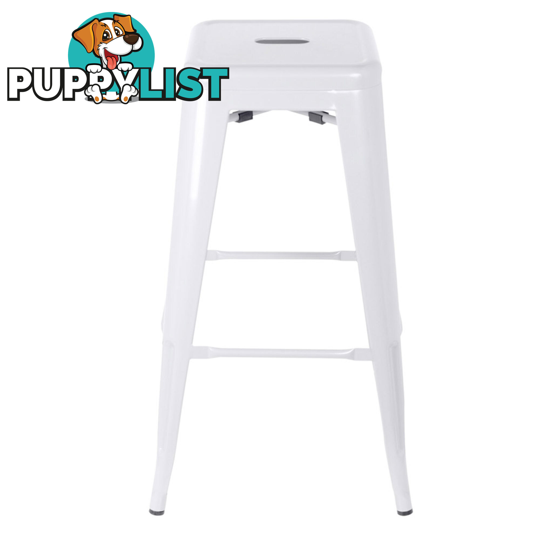 Set of 2 Steel Kitchen Bar Stool 76cm White