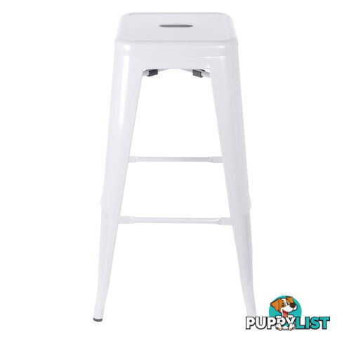 Set of 2 Steel Kitchen Bar Stool 76cm White