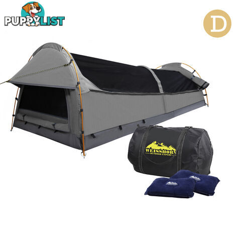 Double Camping Canvas Swag Tent Grey w/ Air Pillow