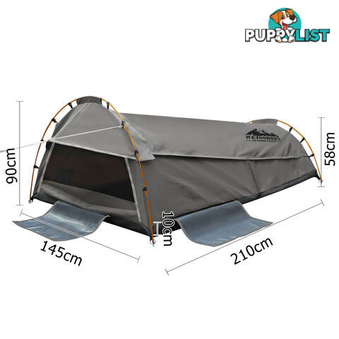 Double Camping Canvas Swag Tent Grey w/ Air Pillow