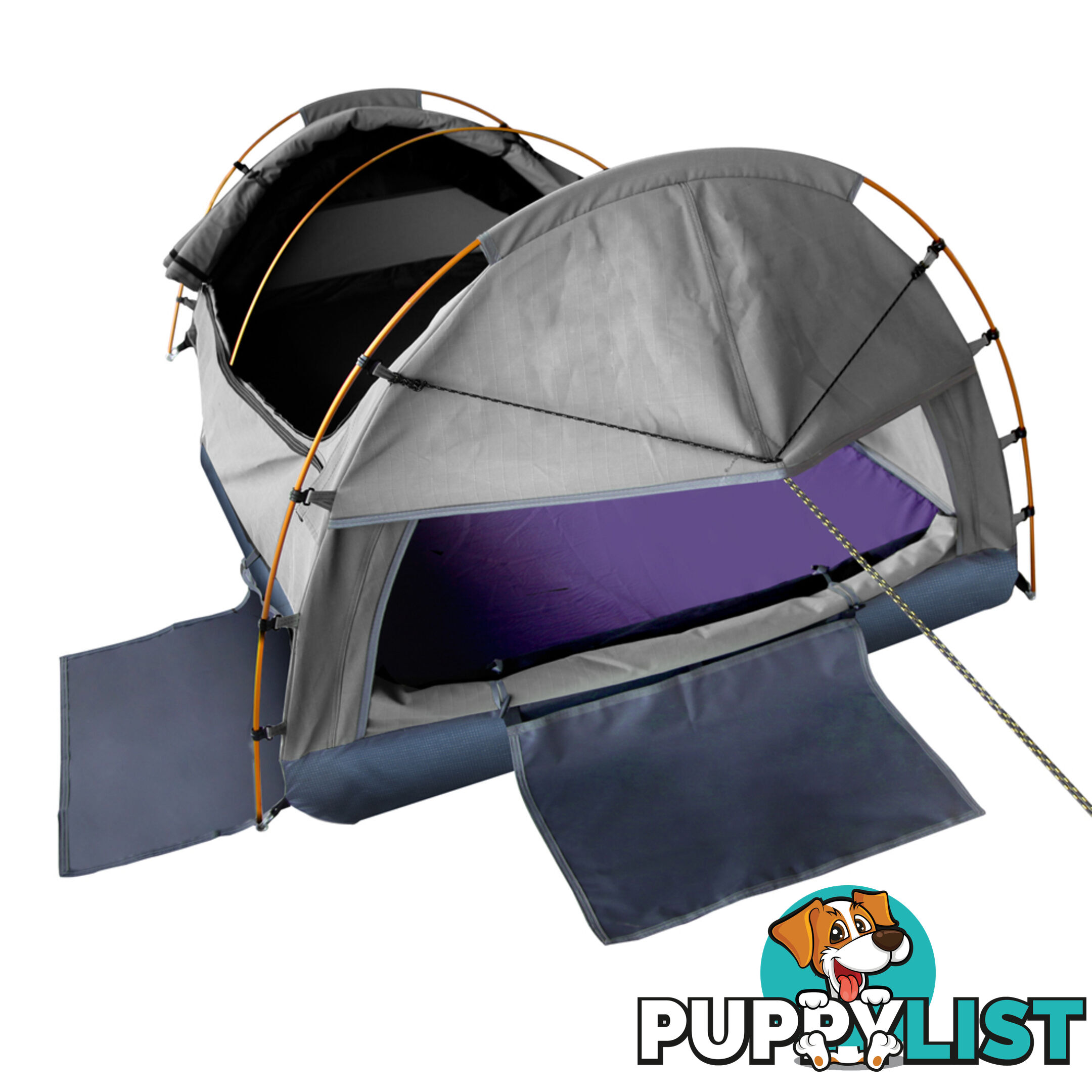 Double Camping Canvas Swag Tent Grey w/ Air Pillow