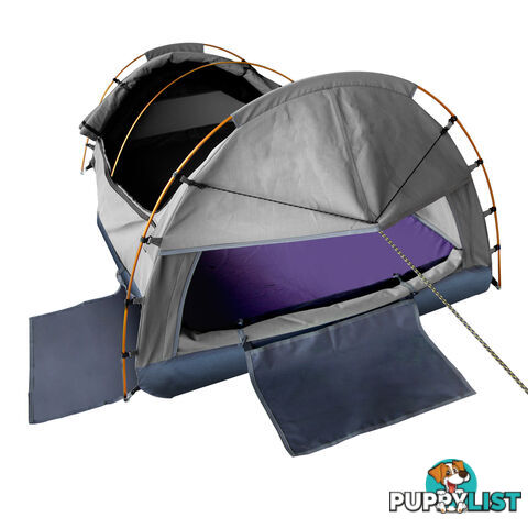 Double Camping Canvas Swag Tent Grey w/ Air Pillow