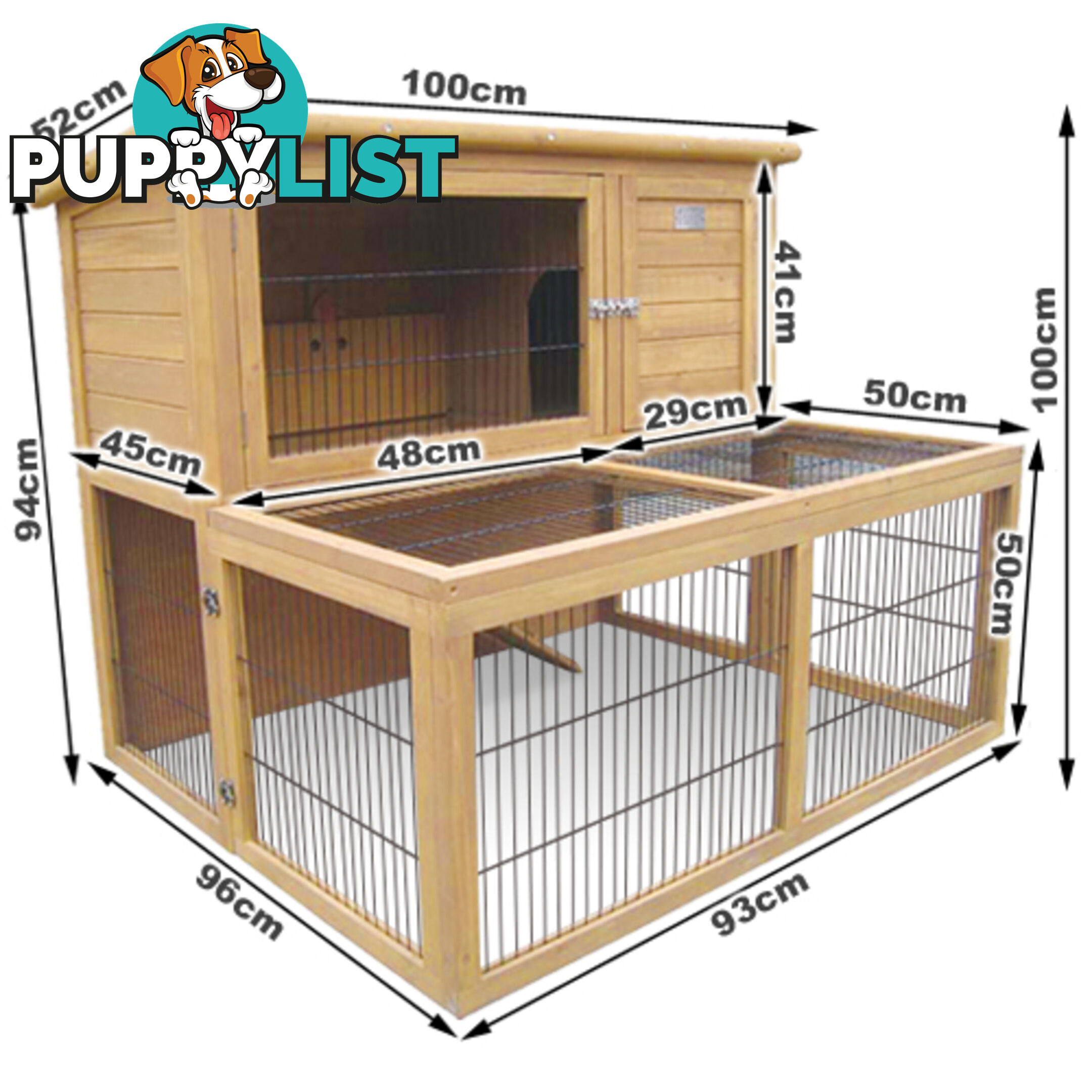 Deluxe Rabbit Cage Hutch w/ Under-Run