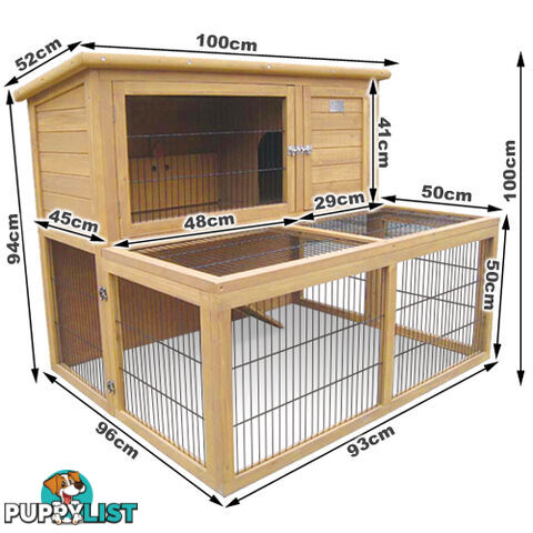 Deluxe Rabbit Cage Hutch w/ Under-Run