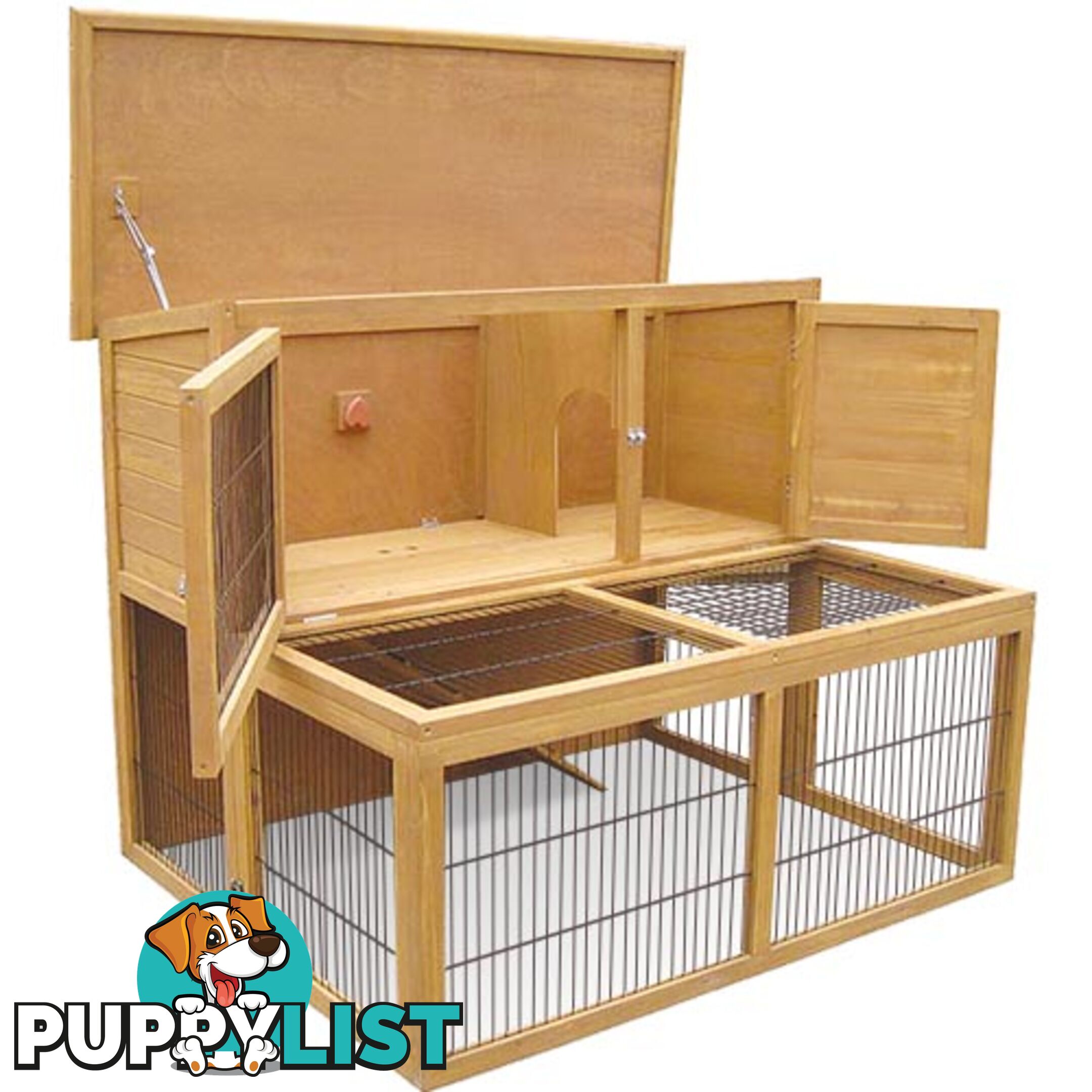 Deluxe Rabbit Cage Hutch w/ Under-Run