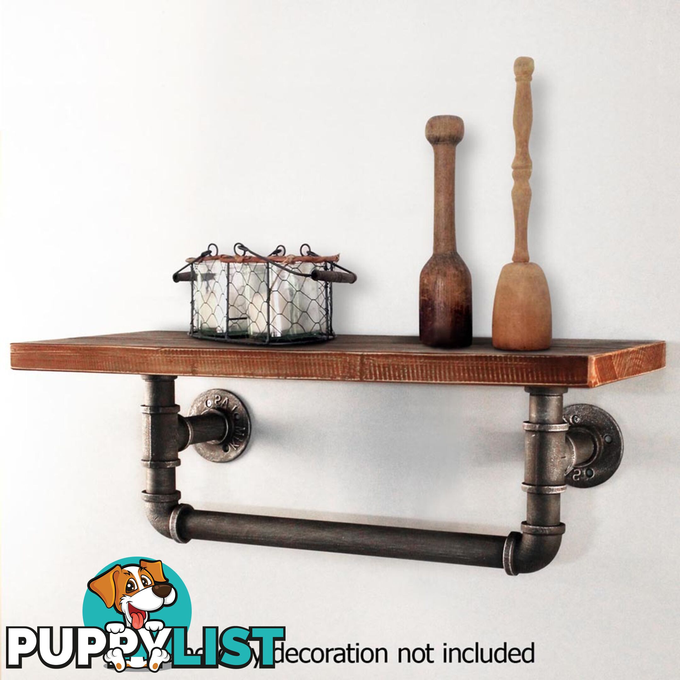 Rustic Industrial DIY Floating Pipe Shelf