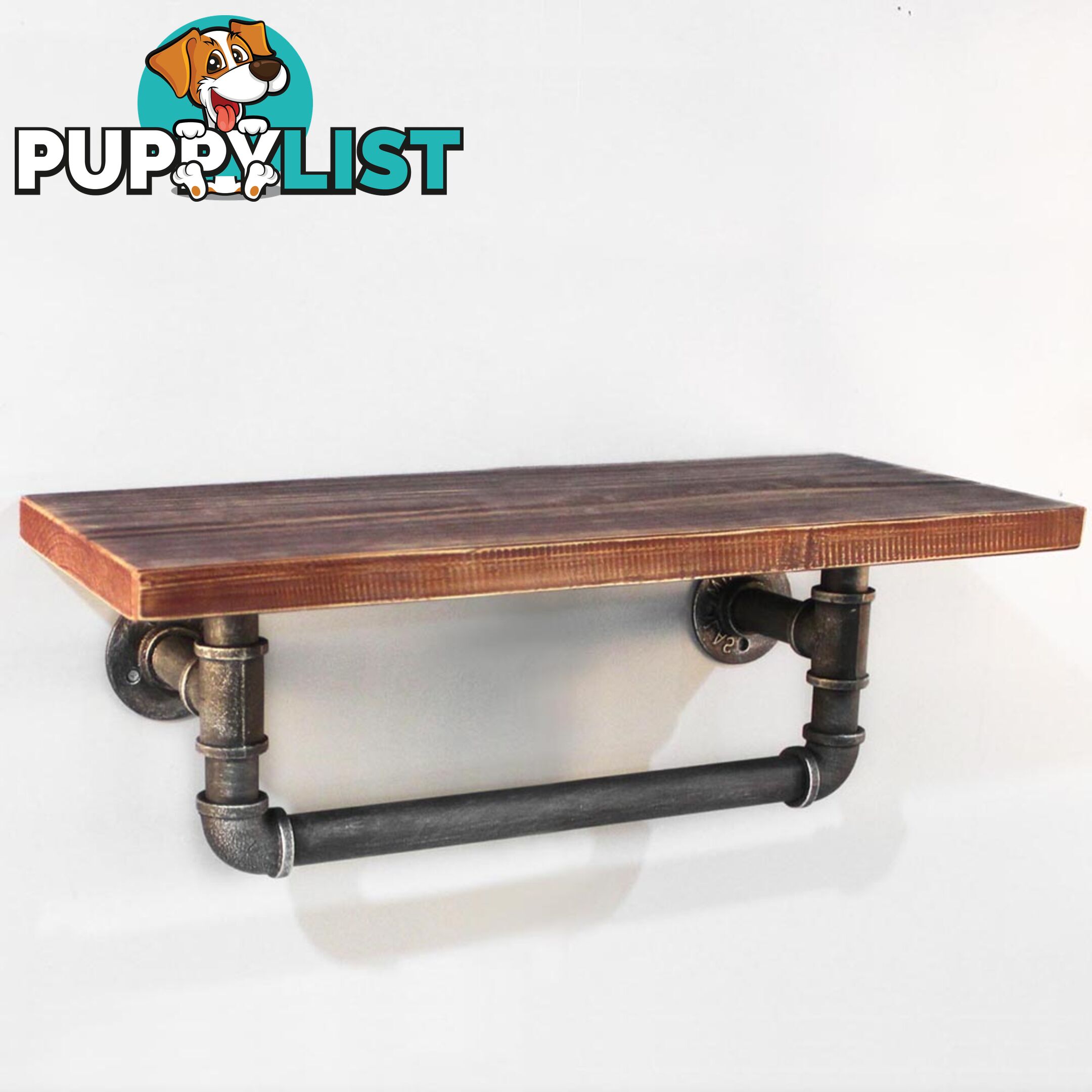 Rustic Industrial DIY Floating Pipe Shelf