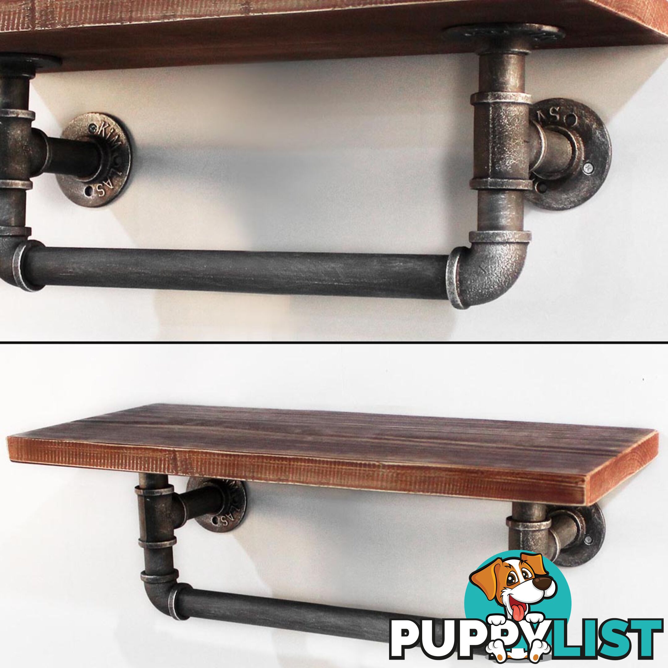 Rustic Industrial DIY Floating Pipe Shelf