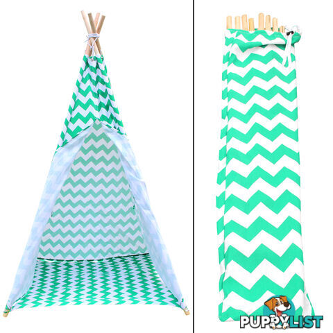 4 Poles Teepee Tent w/ Storage Bag Green