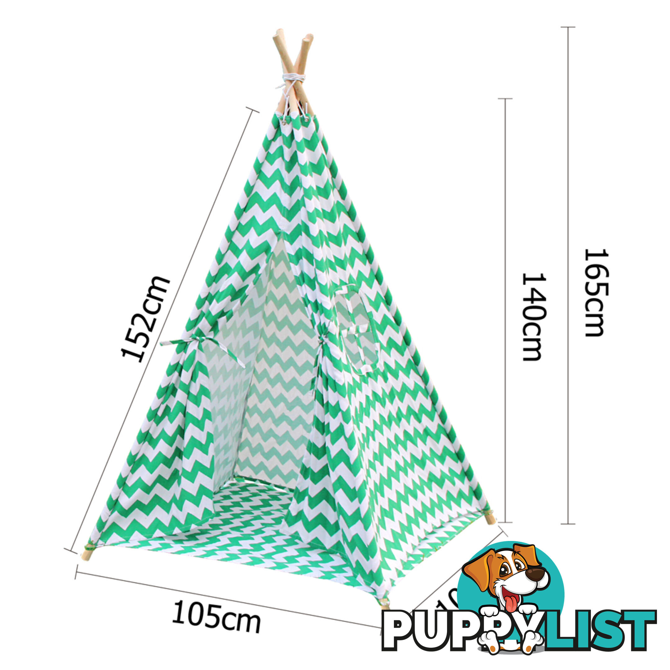 4 Poles Teepee Tent w/ Storage Bag Green