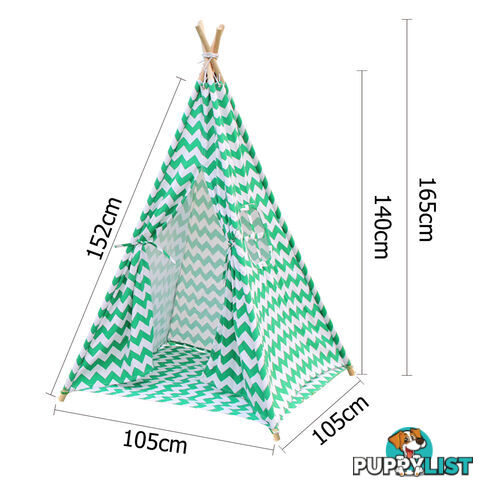 4 Poles Teepee Tent w/ Storage Bag Green