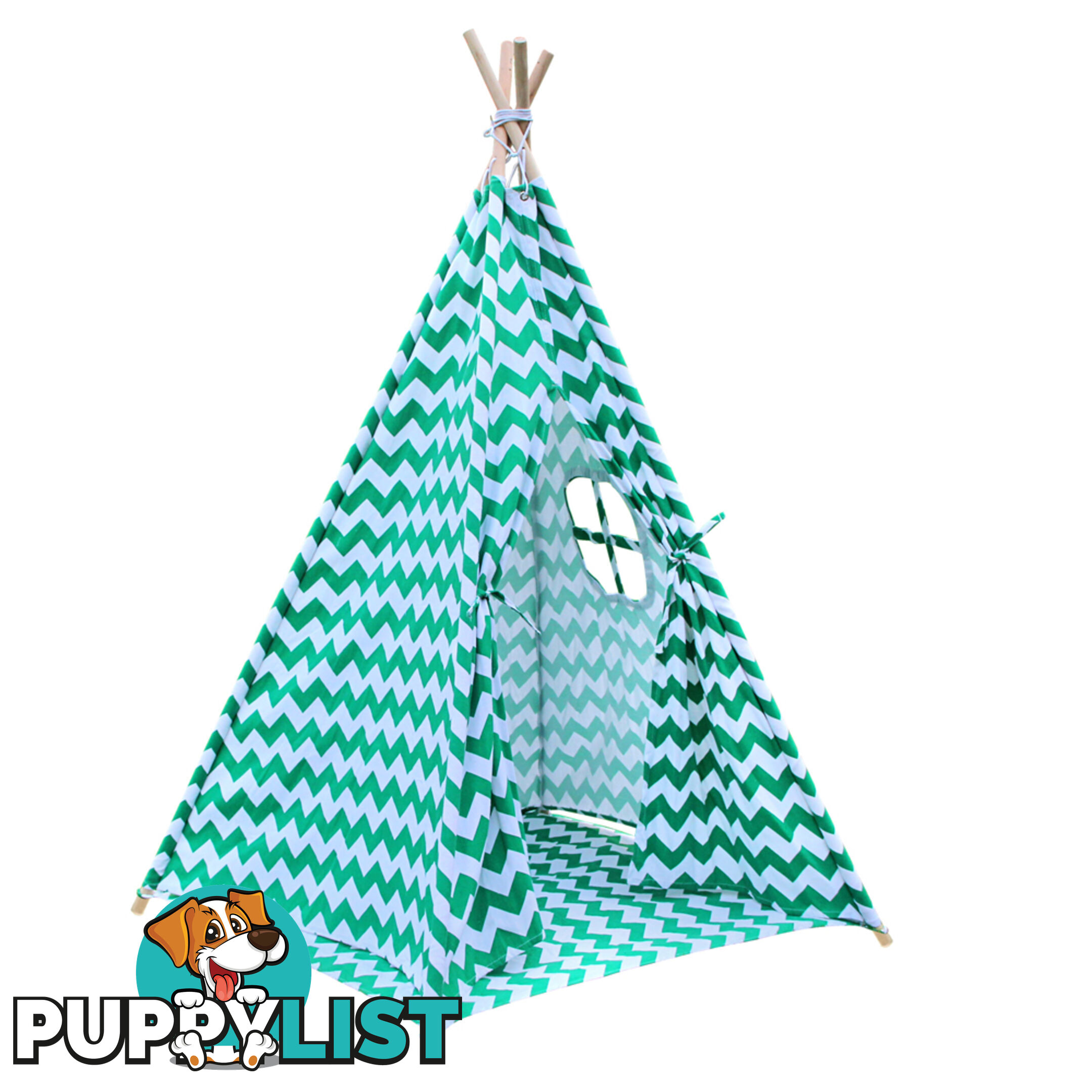 4 Poles Teepee Tent w/ Storage Bag Green