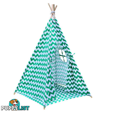 4 Poles Teepee Tent w/ Storage Bag Green