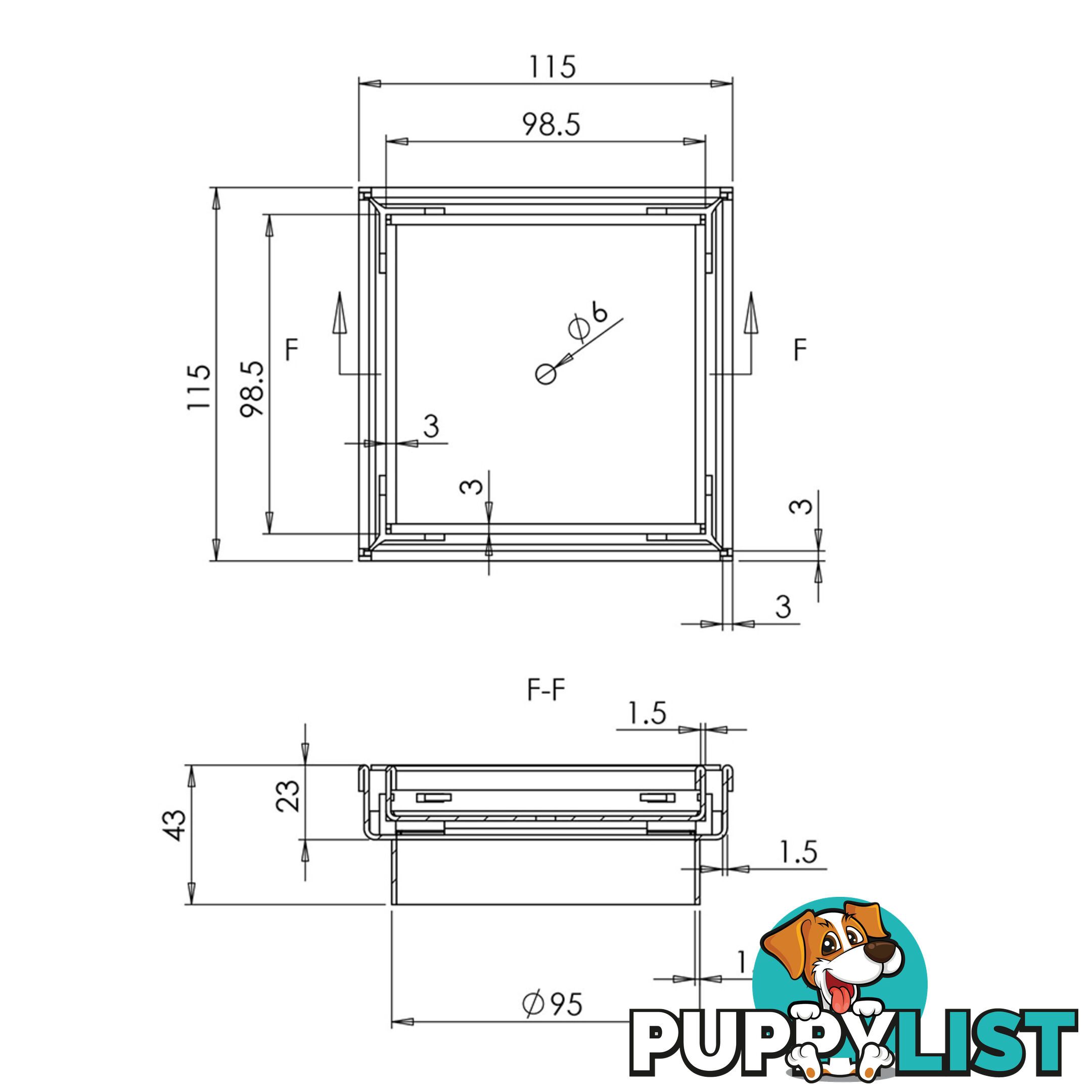 Set of 2 Square Stainless Steel Shower Grate Drain Floor Bathroom 95mm