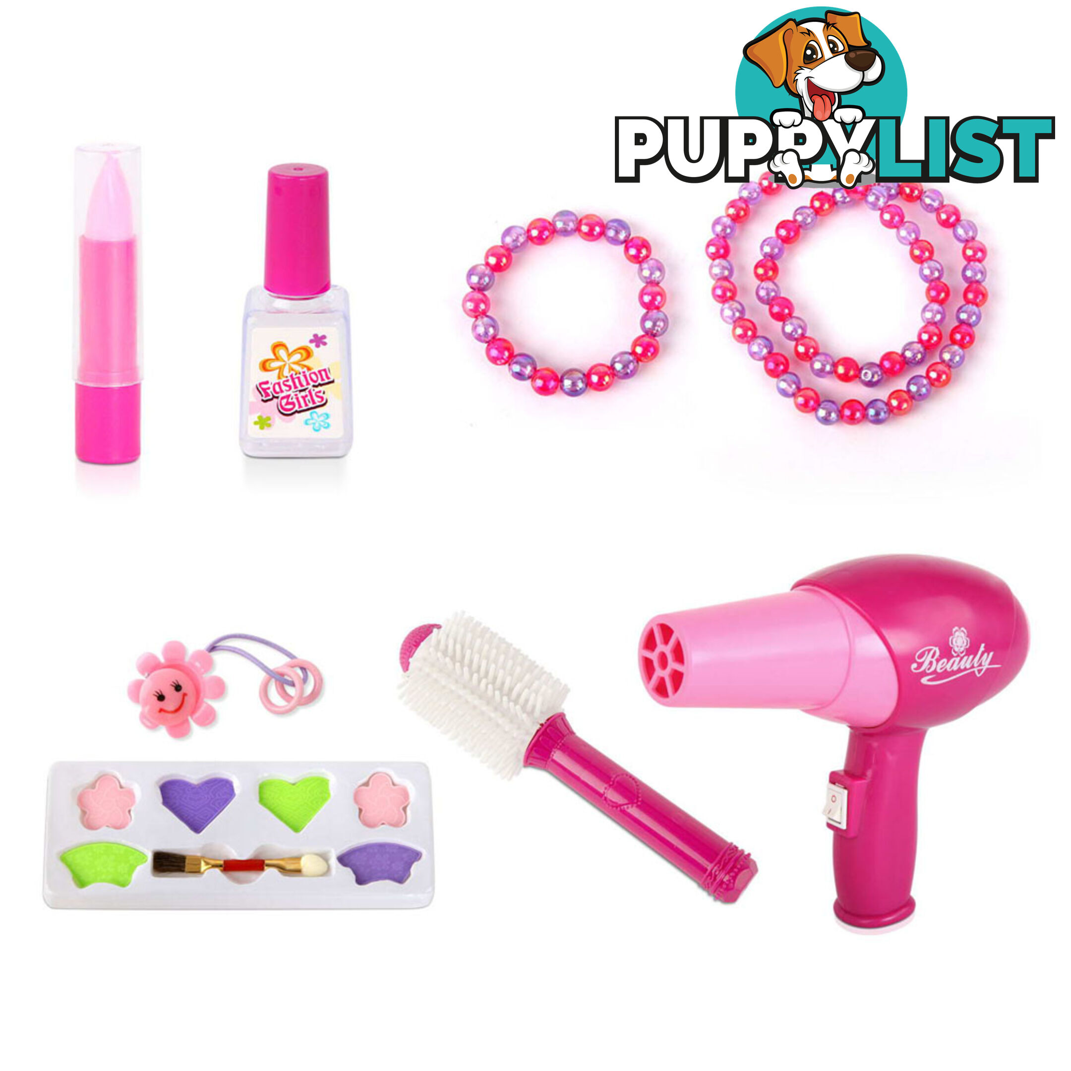 Kids Play Set Make Up Dresser 30 Piece - Pink