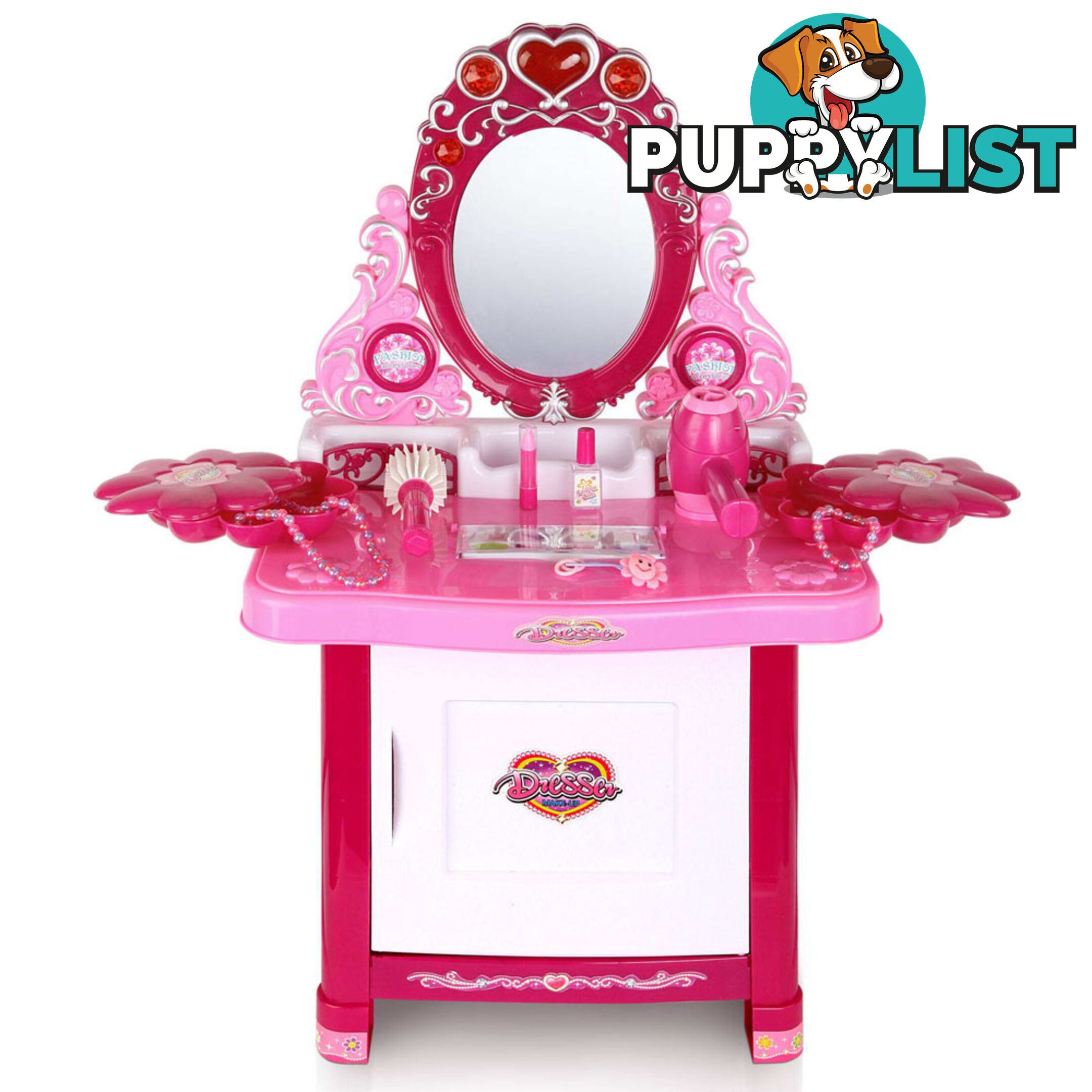 Kids Play Set Make Up Dresser 30 Piece - Pink