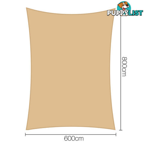 Heavy Duty 185GSM Shade Sail Canopy 6 x 8 M Sand