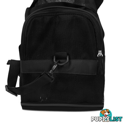 Portable Pet Carrier with Safety Leash - Black