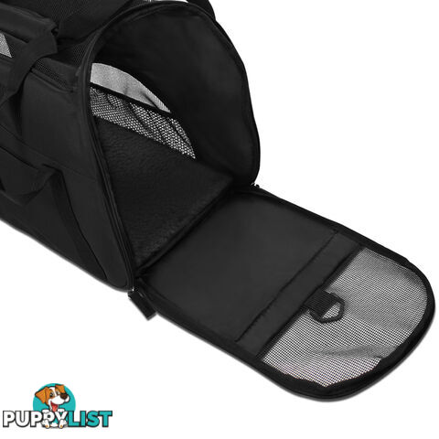 Portable Pet Carrier with Safety Leash - Black