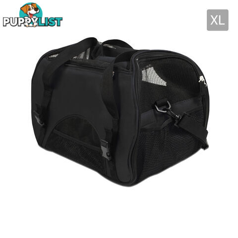 Portable Pet Carrier with Safety Leash - Black