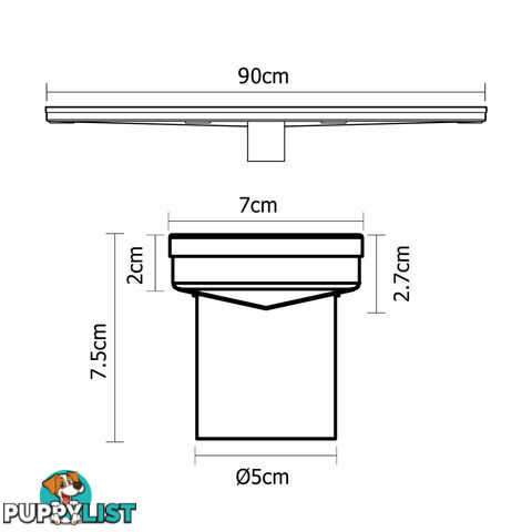 Heelguard Stainless Steel Shower Grate Drain Floor Bathroom 900mm