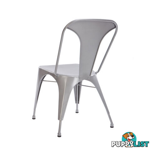 Set of 2 Steel Dining Chair Silver