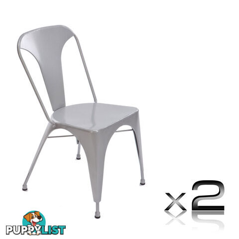 Set of 2 Steel Dining Chair Silver