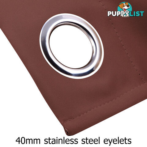 ArtQueen 3 Pass Eyelet Blockout Curtain Brown 180cm