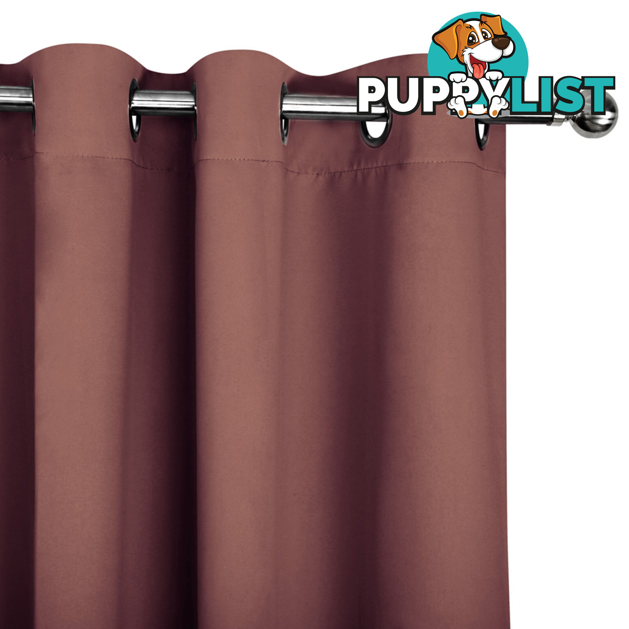 ArtQueen 3 Pass Eyelet Blockout Curtain Brown 180cm