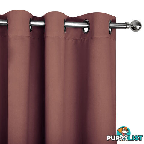 ArtQueen 3 Pass Eyelet Blockout Curtain Brown 180cm