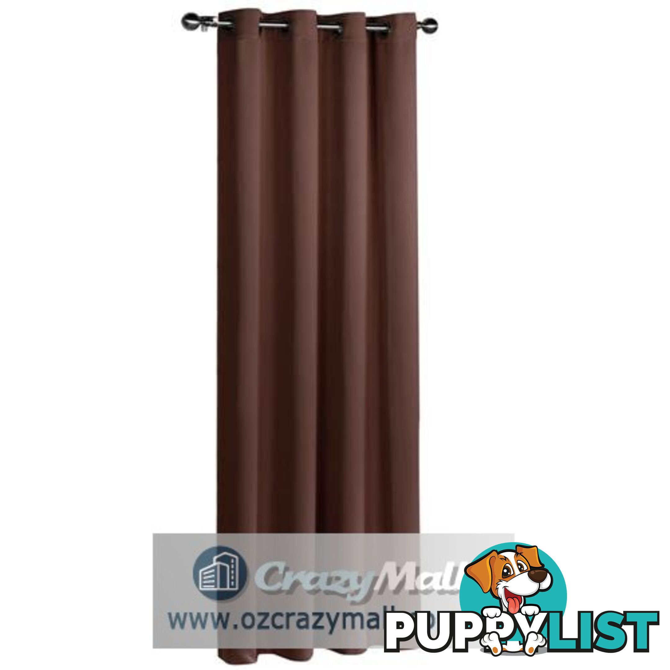 ArtQueen 3 Pass Eyelet Blockout Curtain Brown 180cm