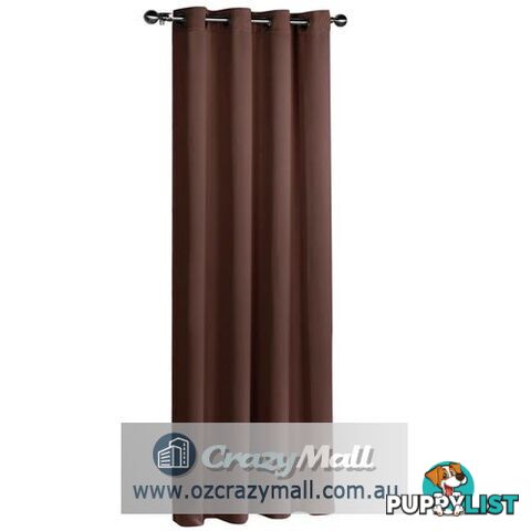 ArtQueen 3 Pass Eyelet Blockout Curtain Brown 180cm