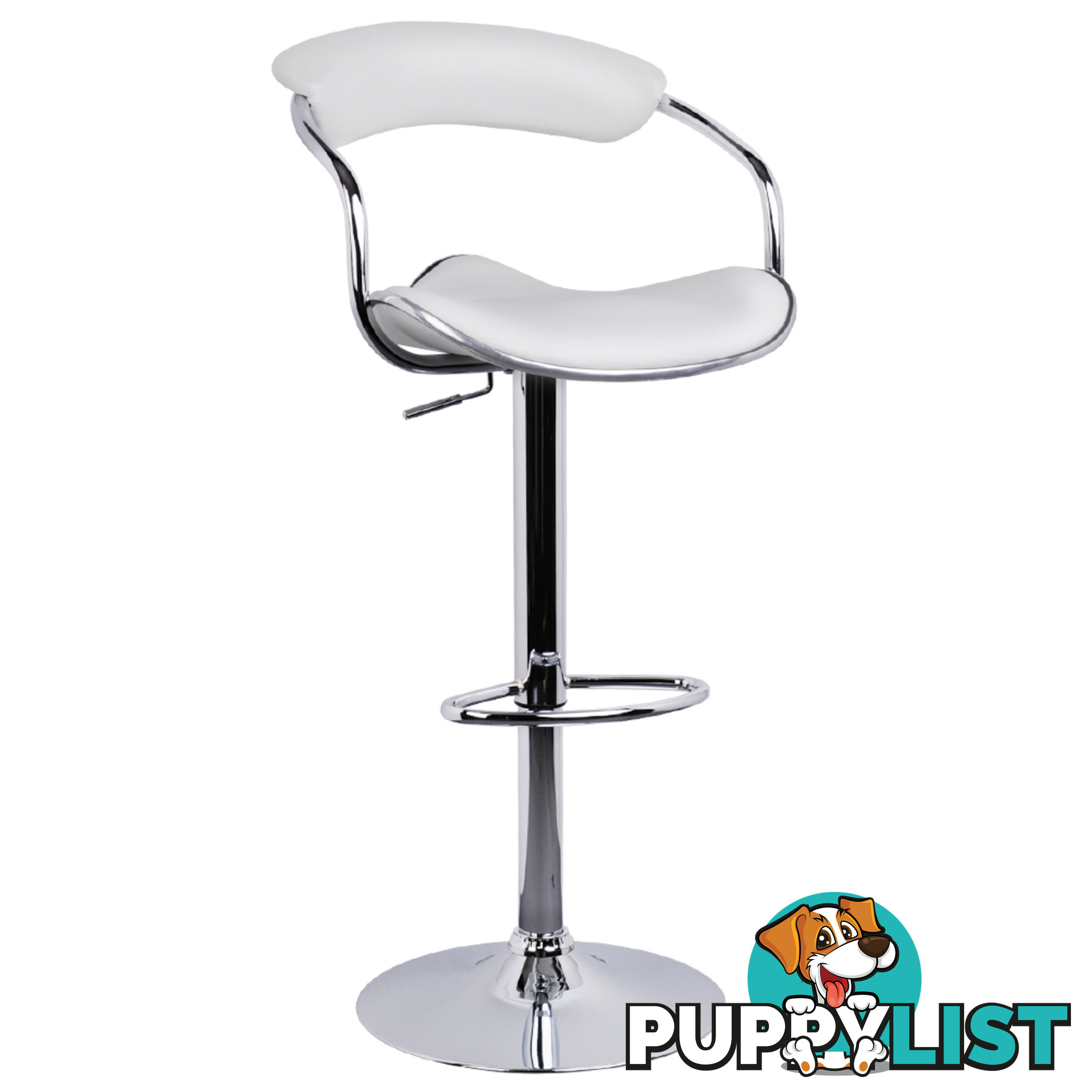 Set of 2 PU Leather Kitchen Bar Stool White