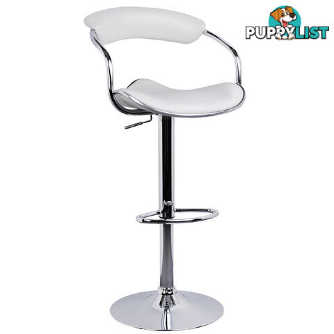 Set of 2 PU Leather Kitchen Bar Stool White