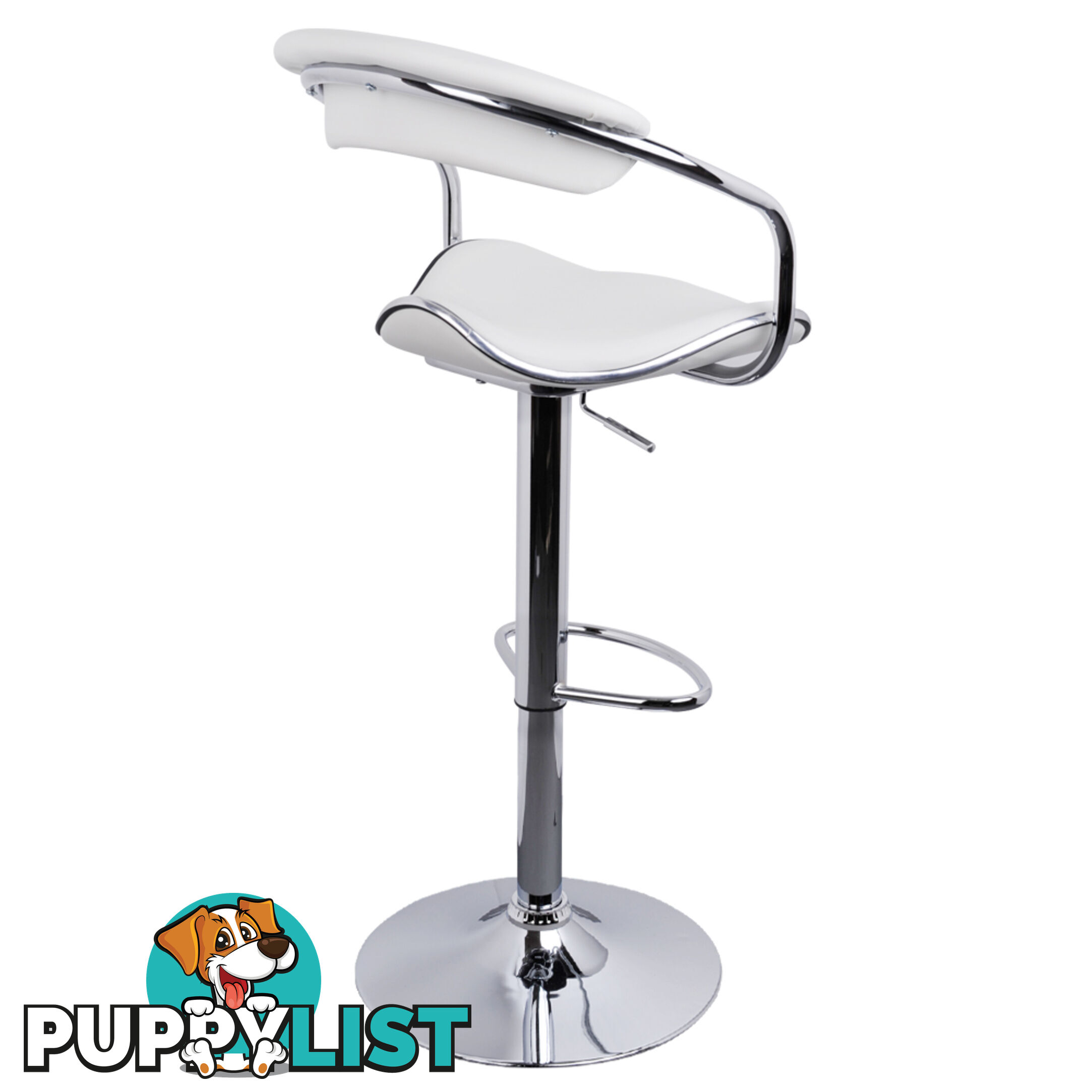 Set of 2 PU Leather Kitchen Bar Stool White