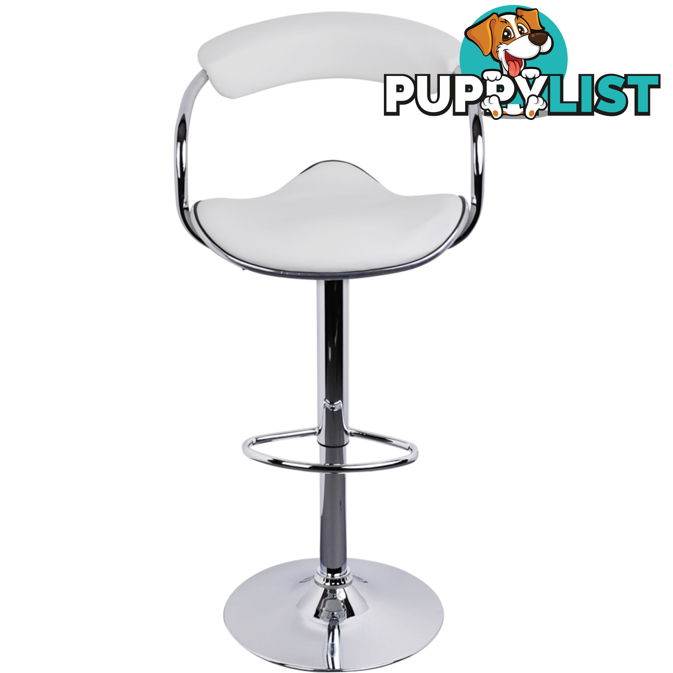 Set of 2 PU Leather Kitchen Bar Stool White