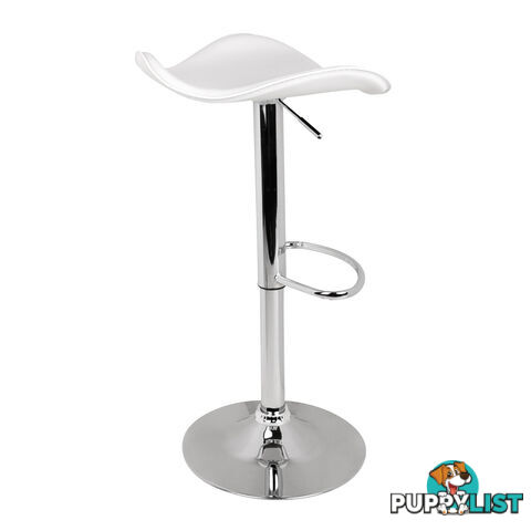 Set of 2 PVC Leather Kitchen Bar Stool White