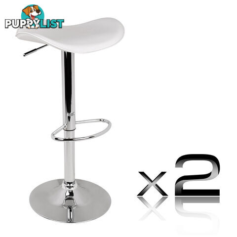 Set of 2 PVC Leather Kitchen Bar Stool White