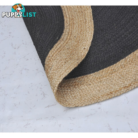 Jute Round Black Rug Black & Natural 120x120cm