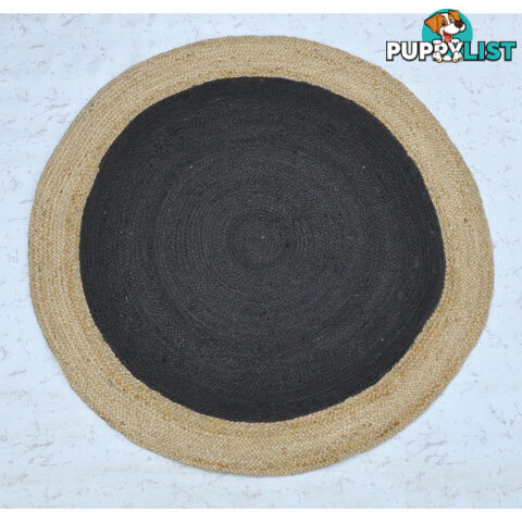 Jute Round Black Rug Black & Natural 120x120cm